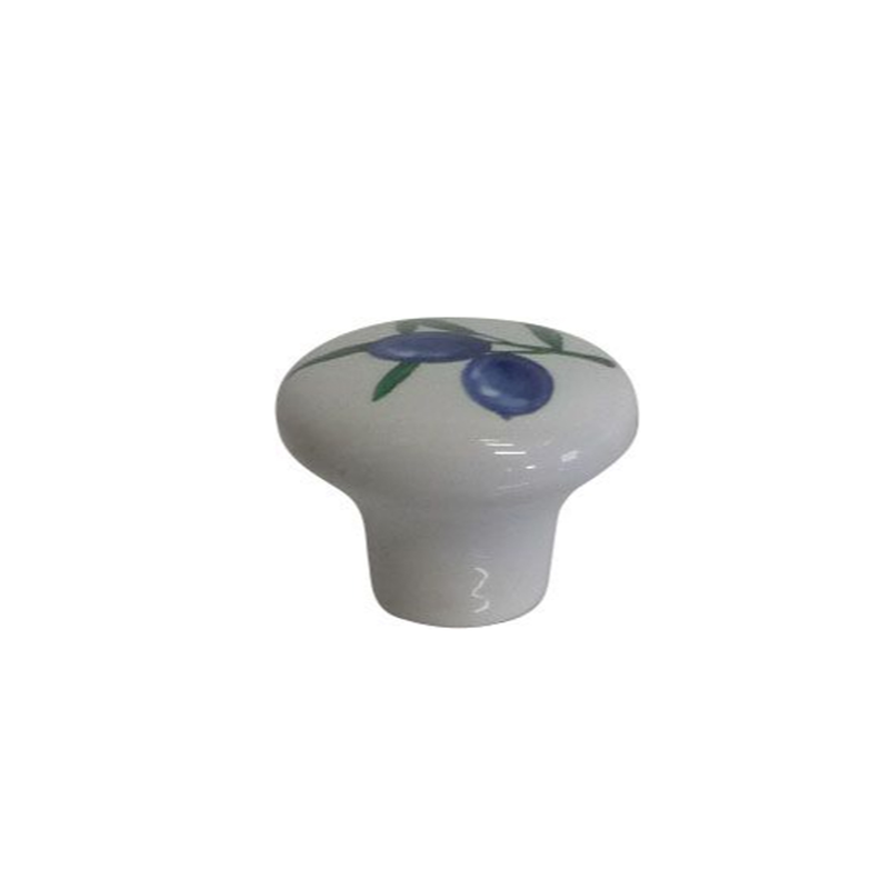 Furniture knob b beauty &oslash;32x23mm white ceramic with olive branch-null
