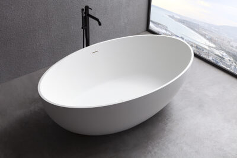Free standing solid surface bathtub white matte 170x100x56cm, , medium-null