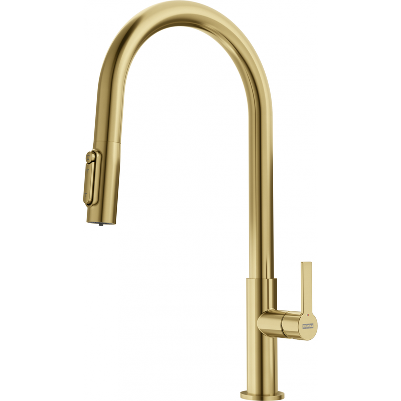 Franke maris slim sink mixer clear water pull out brushed gold, , medium-null