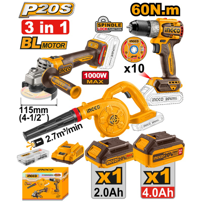 Ingco cosli241192e 3in1 20v tool set, , medium