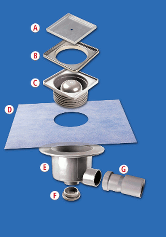 Shower drain square with ceramic grid, , medium image number null