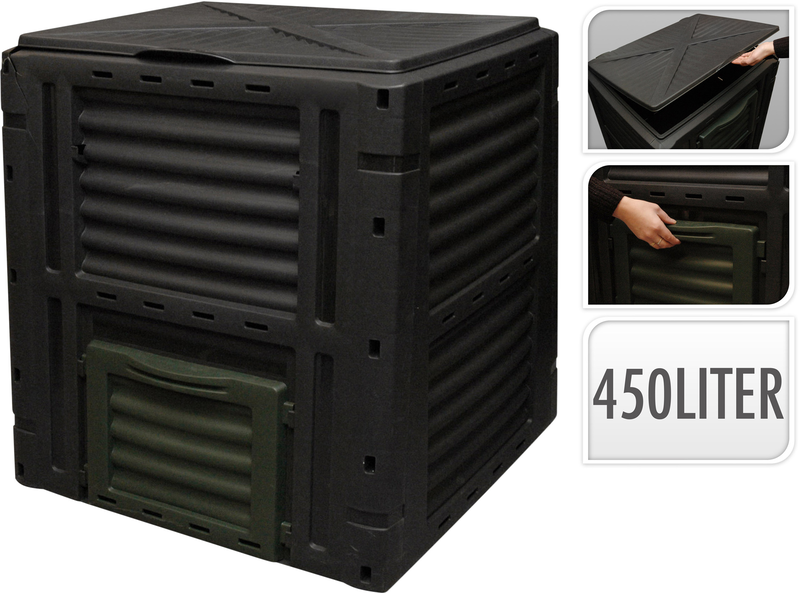 Compost bin garden compost accelerator with lid 450l, , medium-null