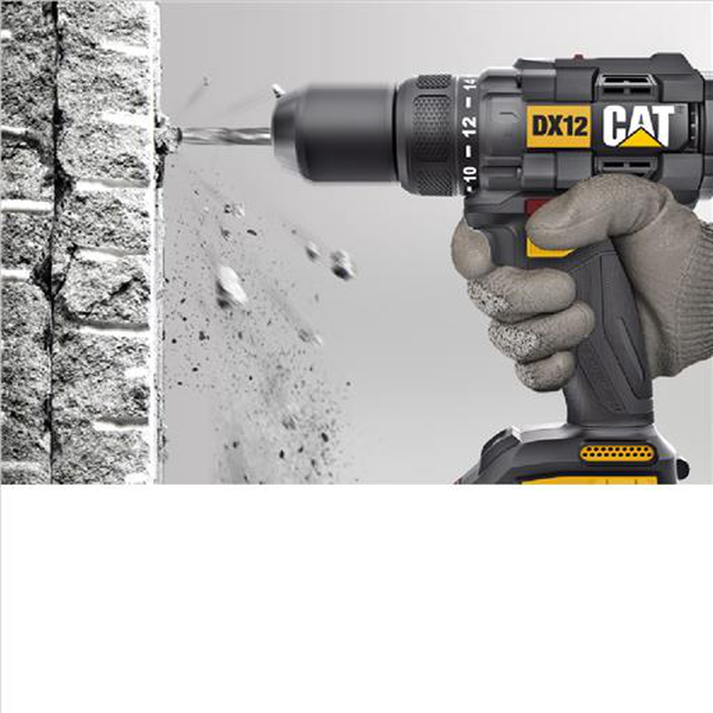 Product image: Cat dx12 18v 65n.m hammer drill + 2pc 2.0ah li-ion battery pack + 1pc 4a charger + 1pc belt clip, , medium-null
