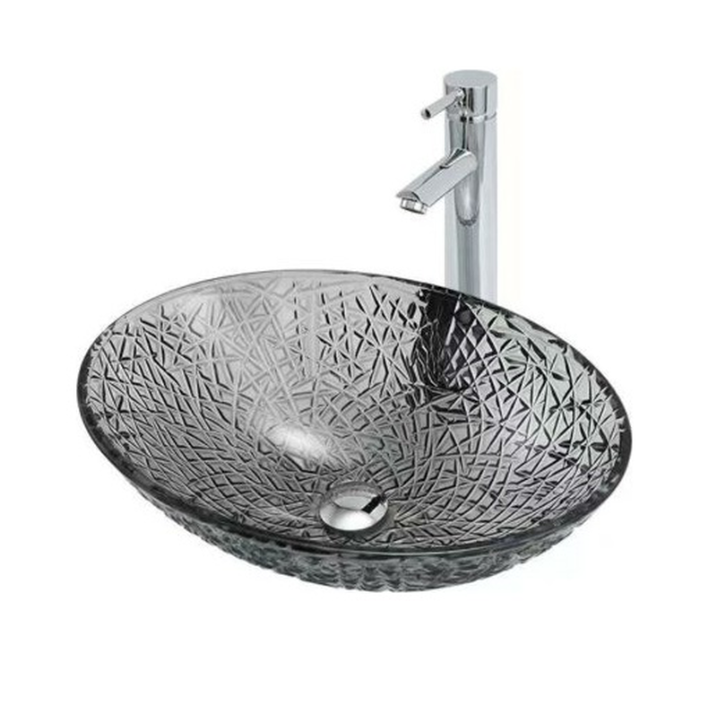 Black glass art basin 500x355x155mm, , medium-null