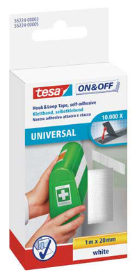 Tesa on&off tape 1m x 20mm white, , medium