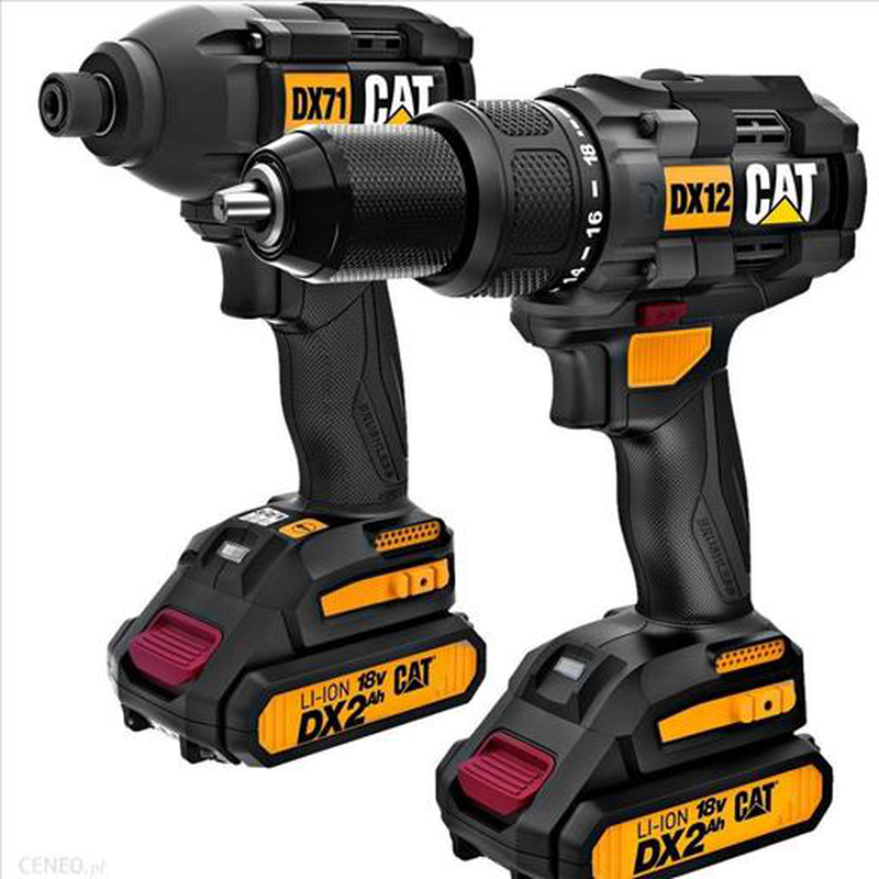 Cat dx12k 18v 2in1 combo kit dx12hammer drill dx71 impact driver+2pc 2.0ah battery+1pc 4a charger, , medium-null