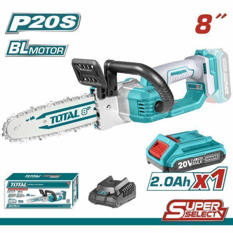 Total αλυσοπρίονο μπαταρίας λιθίου 20cm 20v / 2ah, , medium-null