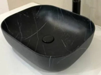 Lea marble black matte art basin 505x405x135mm