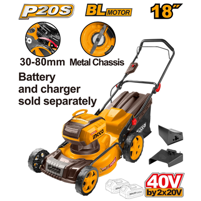 Ingco μηχανή γκαζόν μπαταρίας 40v με 3 λειτουργίες και χωρητικότητα κάδου 60l solo, , medium