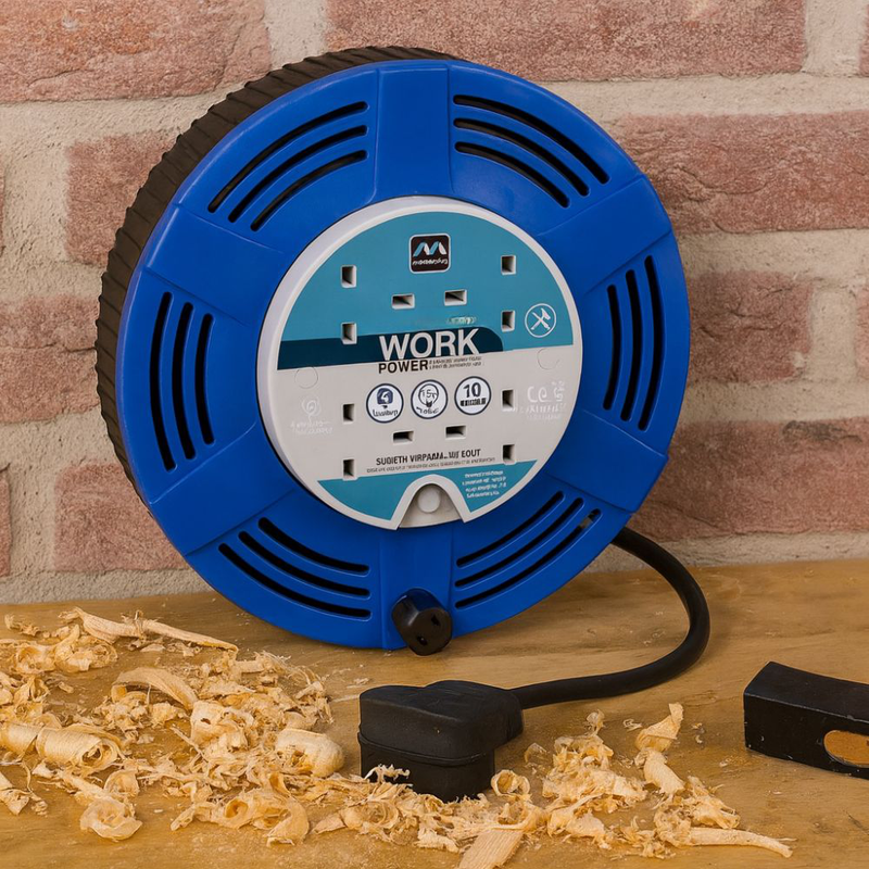 Product image: Masterplug καρούλι επέκτασης ρεύματος με 4 πρίζες & καλώδιο 15m, θερμική προστασία & reset, , medium-null