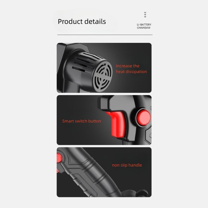 Product image: Μίνι hλεκτρονικό αλυσοπρίονο eπαναφορτιζόμενο με μπαταρία 88v 10cm και τσάντα μεταφοράς mdhl, , medium-null