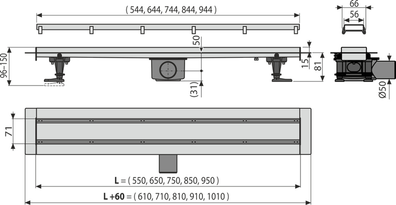 Stainless steel linear shower drain-null