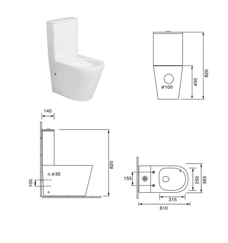 Matrix tornado complete set toilet p-trap 180mm / s-trap 220mm, , medium-null