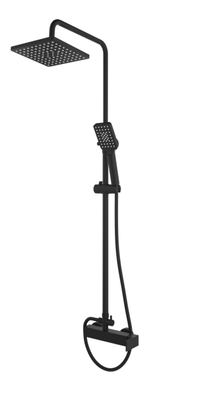 Square black matte column with mixer, Black, medium