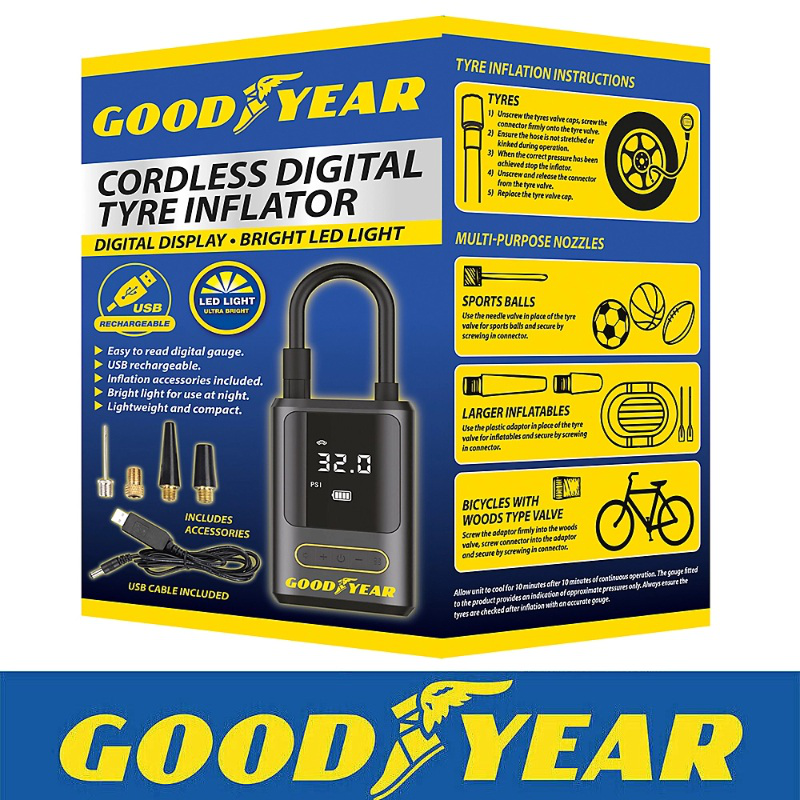Goodyear cordless car tyre inflator pump, , medium image number null