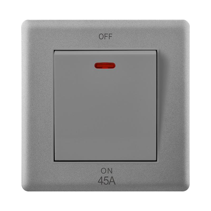 Product image: Powerlink accessories 45a διπλο pole διακοπτης με φωτιζομενο neon σκουρο γκριζο ματ, , medium-null