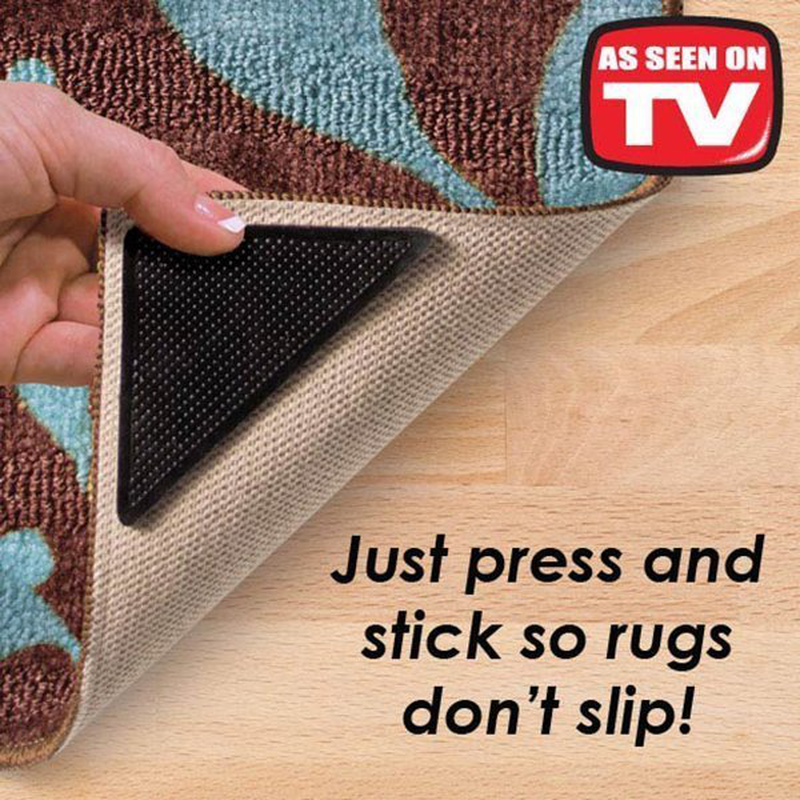 Σετ αυτοκόλλητες λαστιχένιες γωνιές για χαλάκια 4 τμχ, , medium-null