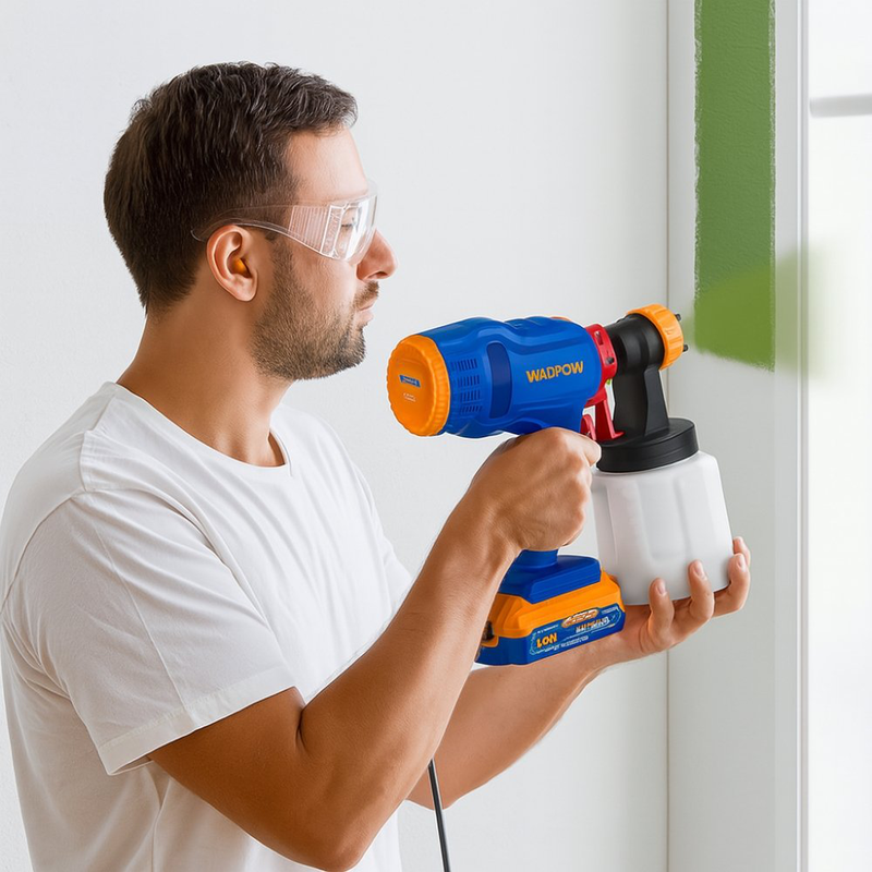 Wadfow σετ ηλεκτρικό πιστόλι βαφής 20v με δοχείο 0.8lt, μπαταρία 4ah, φορτιστή και σετ σπάτουλες, , medium-null