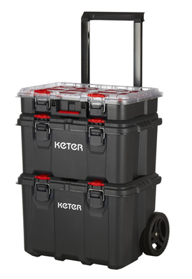 Keter 17210365 pack  stack hart modular system 3-tier wheeled tool case, , medium