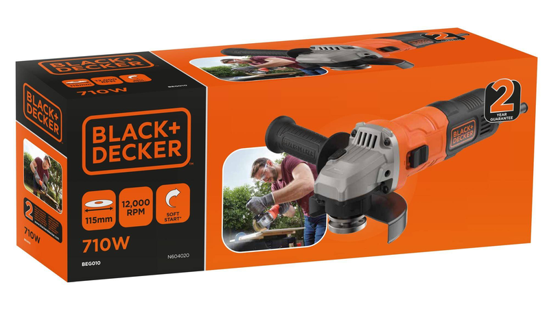 Angle grinder 710w 115mm beg010-qs black & decker, , medium image number null