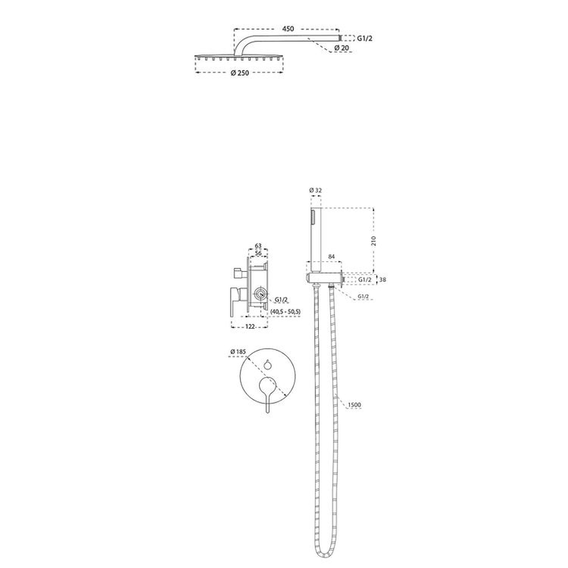 Era brushed nickel concealed shower set mixer-null