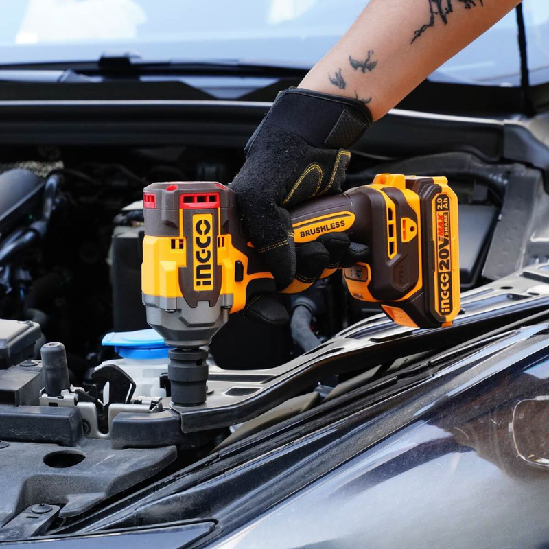 Ingco σετ brushless εργαλείων μπαταρίας 20v kρουστικό δραπανοκατσάβιδο, μπουλονόκλειδο, περιστροφικό κρουστικό πιστολέτο με 2 μπαταρίες 5αh, 1 φορτιστή & θήκη μεταφοράς ckli20638e, , medium-null