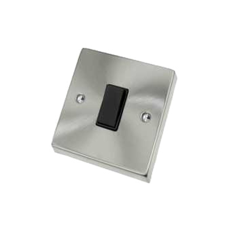 Wall switch bidirectional 10a silver with a black gang switch, , medium-null