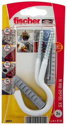 Fischer sx 10x50mm + 2 round hooks nylon coated