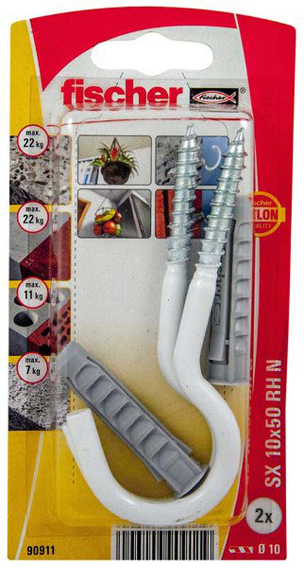 Fischer sx 10x50mm + 2 round hooks nylon coated, , medium image number null