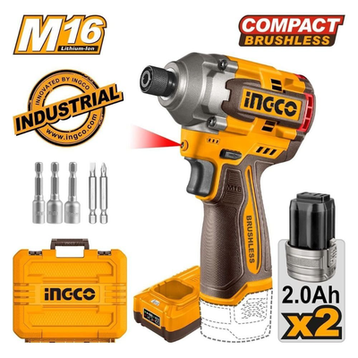 Ingco &sigma;&epsilon;&tau; &pi;&alpha;&lambda;&mu;&iota;&kappa;ό &kappa;&alpha;&tau;&sigma;&alpha;&beta;ί&delta;&iota; &mu;&pi;&alpha;&tau;&alpha;&rho;ί&alpha;&sigmaf; brushless 170nm 16v &mu;&epsilon; 2 &mu;&pi;&alpha;&tau;&alpha;&rho;ί&epsilon;&sigmaf; 2.0ah, , medium