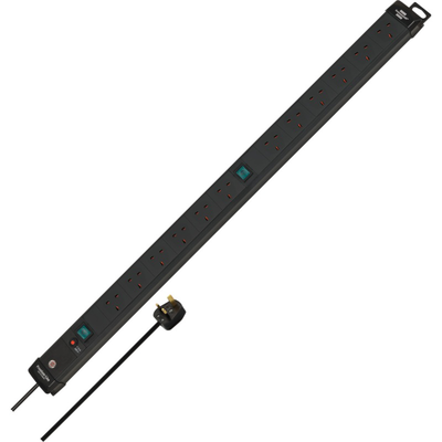 Brennenstuhl  premium-line extension lead 12-way 3m h05vv-f 3g1.5 with switch - black