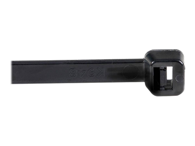 Startech.com 25cm cable ties, 4mm wide, 68mm bundle diameter, 22kg tensile strength, nylon self locking zip ties w/ curved tip, 94v-2/ul listed, 100 pack, black, , medium