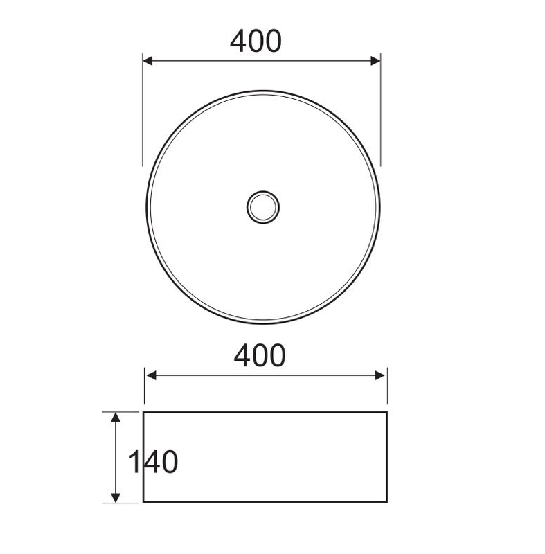 Norfolk round art basin ᴓ400x140mm, , medium-null