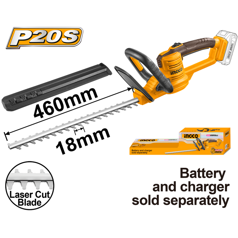 Ingco cosli250496e brushless garden tool set chainsaw, hedge trimmer, blower & lawn mower 20v with batteries - yellow/black, , medium-null
