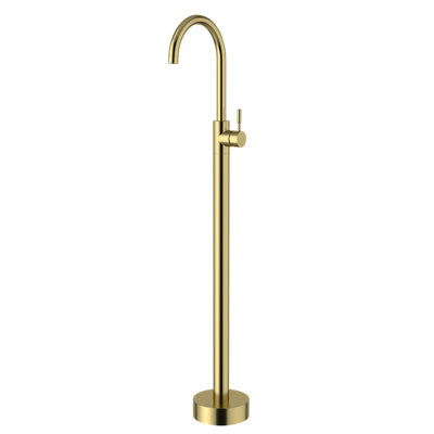 Floor standing brushed champagne gold basin mixer, , medium