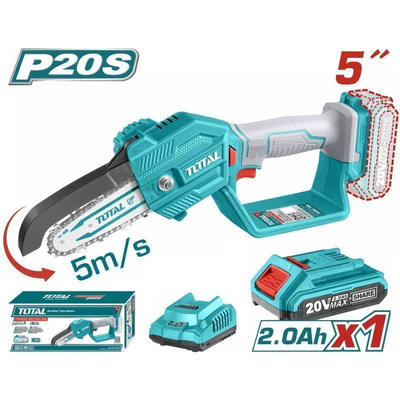 Total σετ αλυσοπρίονο κλαδευτικό μπαταρίας li-ion 20v/2ah με 1 μπαταρία, , medium