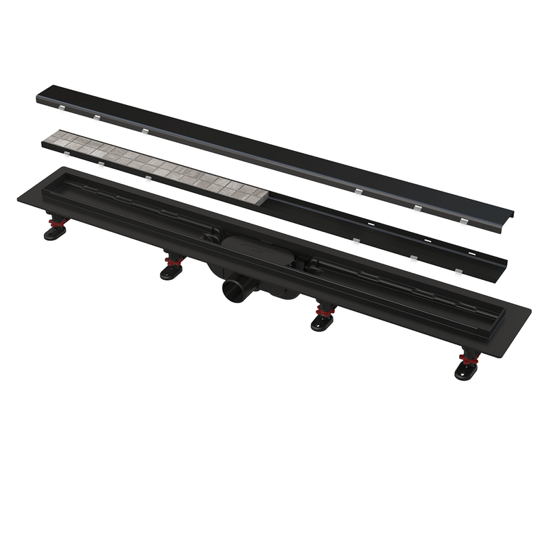 Shower drain with an edge for two-sided grid black matte-null