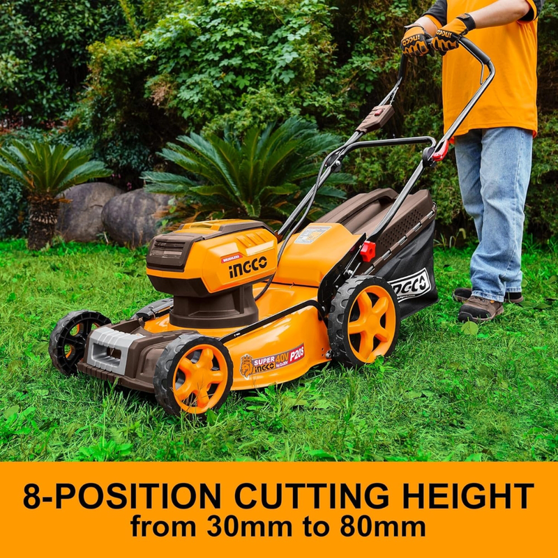 Ingco μηχανή γκαζόν μπαταρίας 40v με 3 λειτουργίες και χωρητικότητα κάδου 60l solo, , medium-null