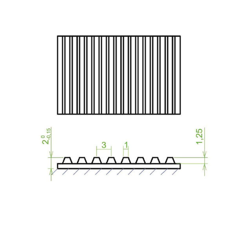 Rubber matting ribbed width 1.25m thickness 3mm price per meter, , medium-null