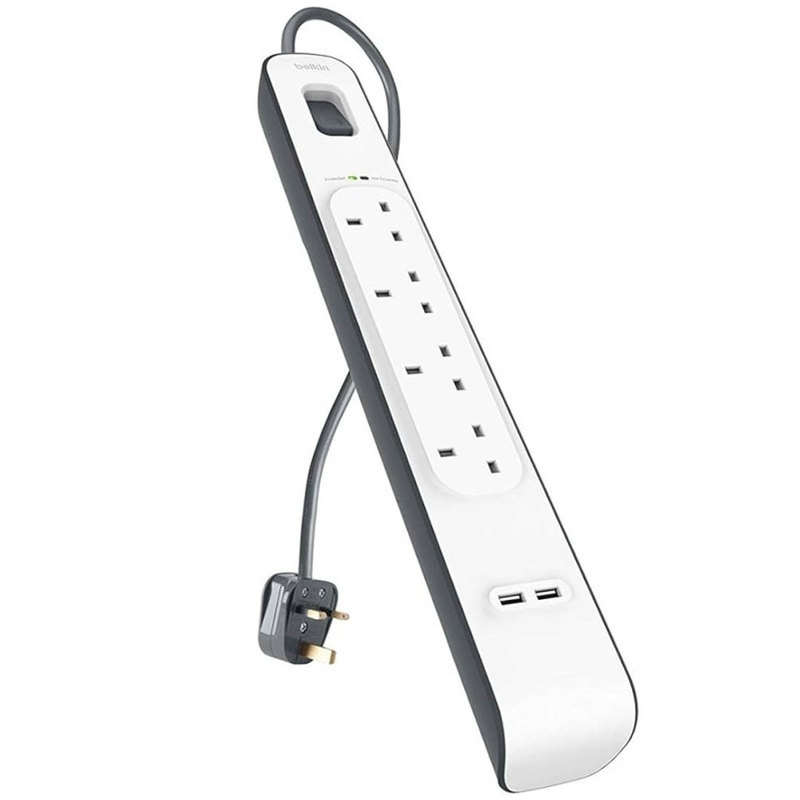 Surge multi-socket with 4 sockets 525j cable 2m USB-2.4a-null