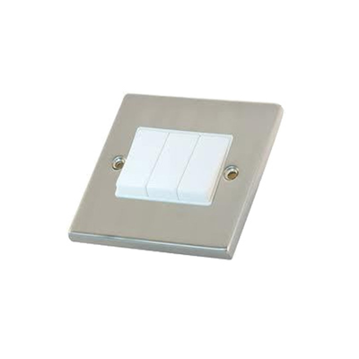 Wall switch bidirectional 10a silver with 3 gang switches white