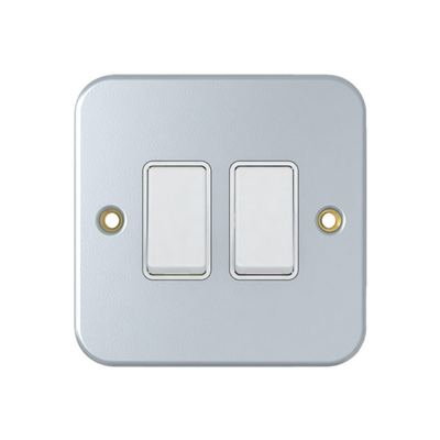 Powerlink accessories 10a metal 2-gang 2-way switch, , medium
