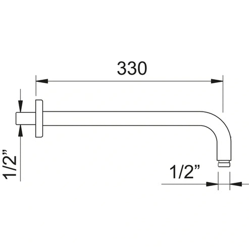 Luzia brass waterfall shower arm 33cm brushed gold, , medium-null