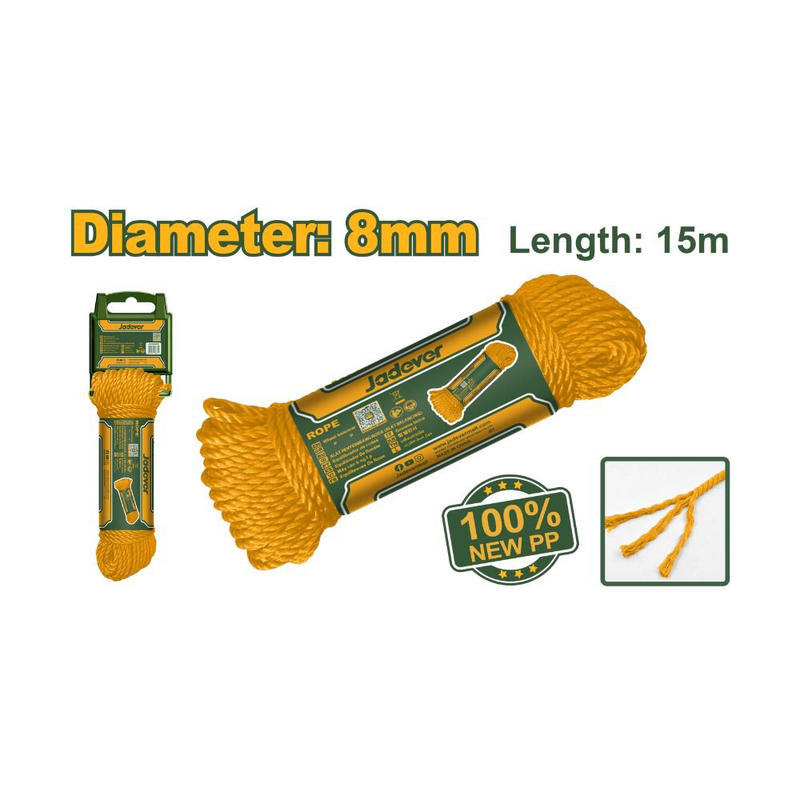 Product image: Jadever σχοινί πολυπροπυλενίου 15 m ιδανικό για δεματοποίηση, οικιακή΄χρήση και γεωργικές εργασίες, , medium-null