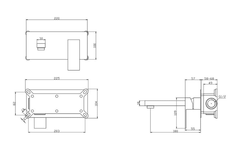 Built-in square black basin mixer, , medium-null