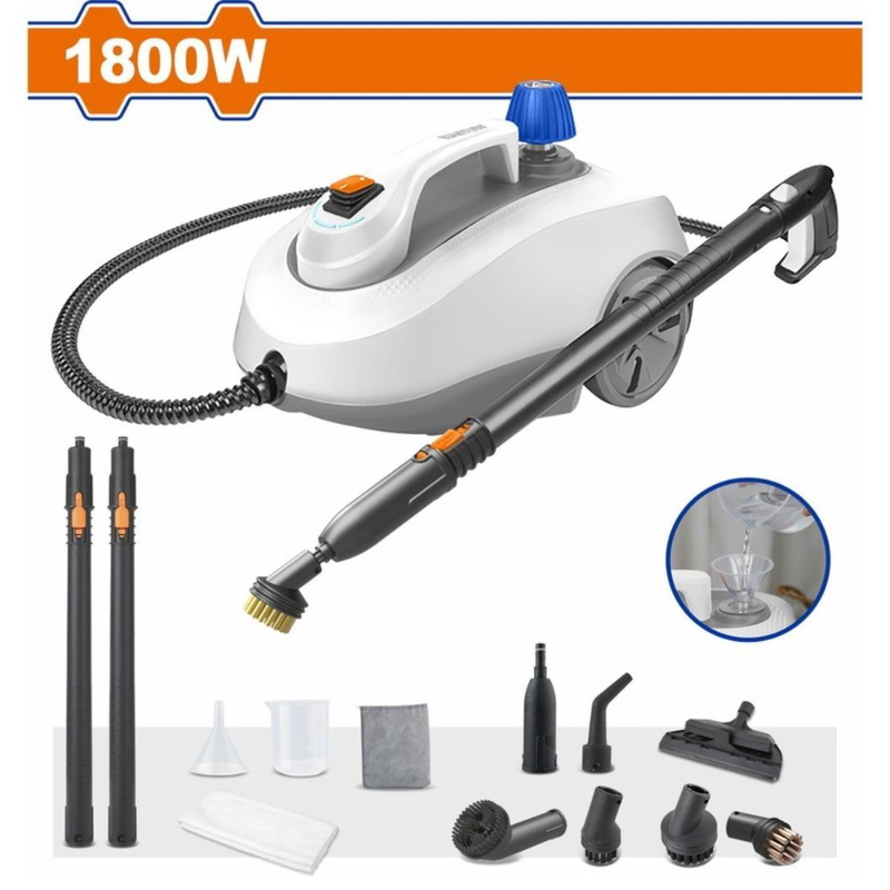Product image: Wadfow ισχυρός ατμοκαθαριστής 1800w με δεξαμενή 1,5l & πολλαπλά αξεσουάρ, , medium-null