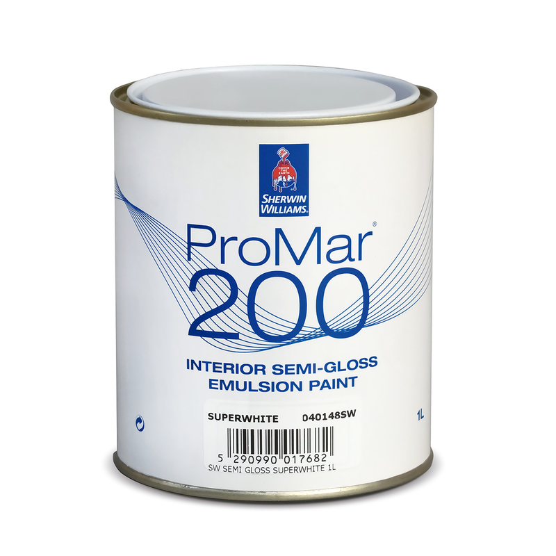 Sherwin-williams® promar® 200 semi-gloss emulsion extra white 4l, , medium image number null