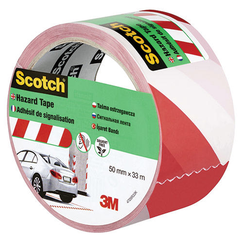 3m scotch hazard tape 50mm x 33m red/ white-null