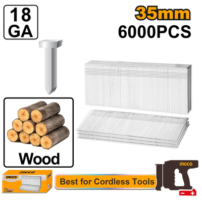 Ingco σετ 6000τμχ brad καρφάκια 35mm συμβατά με cbnli3505 / 3508 / 5005 / 5008 / 2005 / 2008, , medium