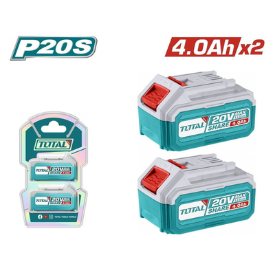 Total σετ μπαταριών λιθίου 20v 4ah p20s 2 τεμάχια με ένδειξη led (tosli240312e), , medium
